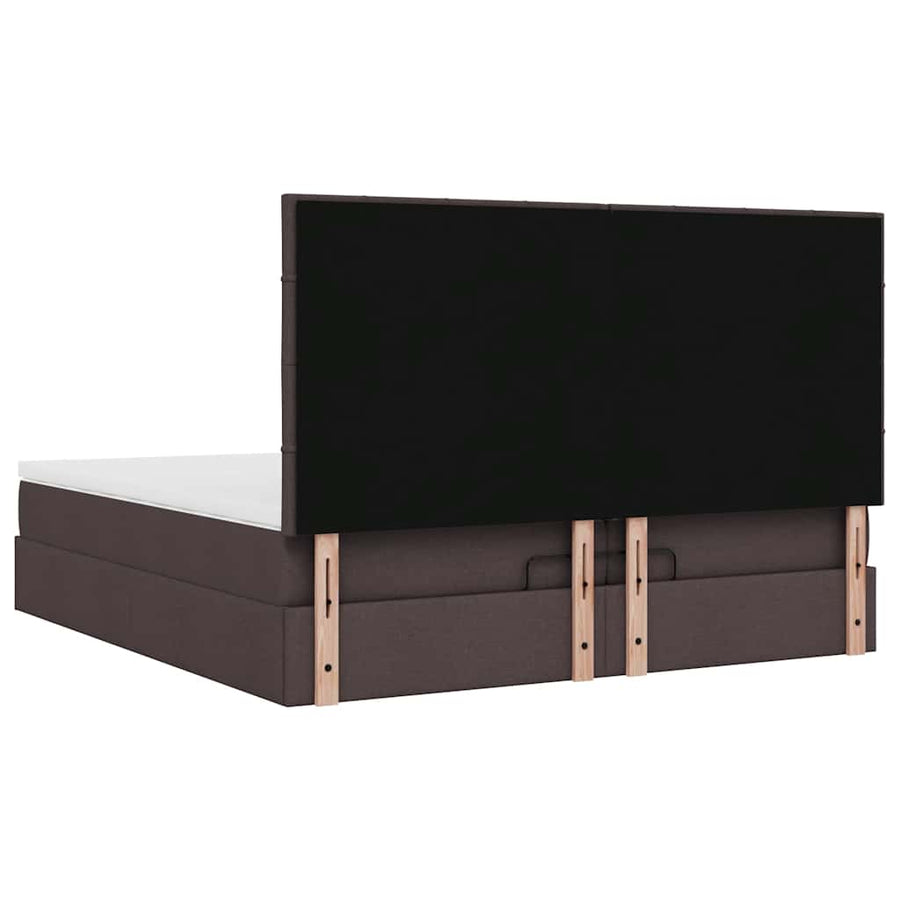 Ottoman bed met matrassen en LED's 200x200cm stof donkerbruin