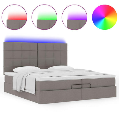 Ottoman bed met matrassen en LED's 200x200cm stof taupe
