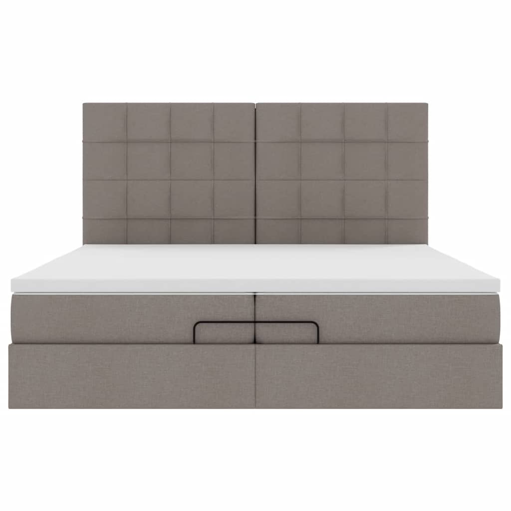 Ottoman bed met matrassen en LED's 200x200cm stof taupe