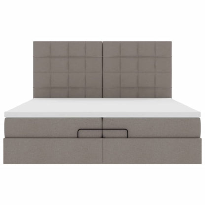 Ottoman bed met matrassen en LED's 200x200cm stof taupe