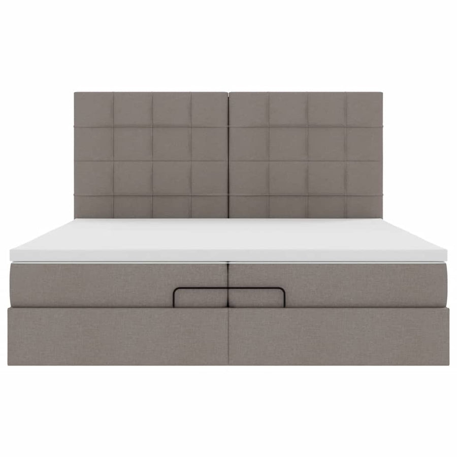 Ottoman bed met matrassen en LED's 200x200cm stof taupe