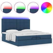 Ottoman bed met matrassen en LED's 200x200cm stof blauw