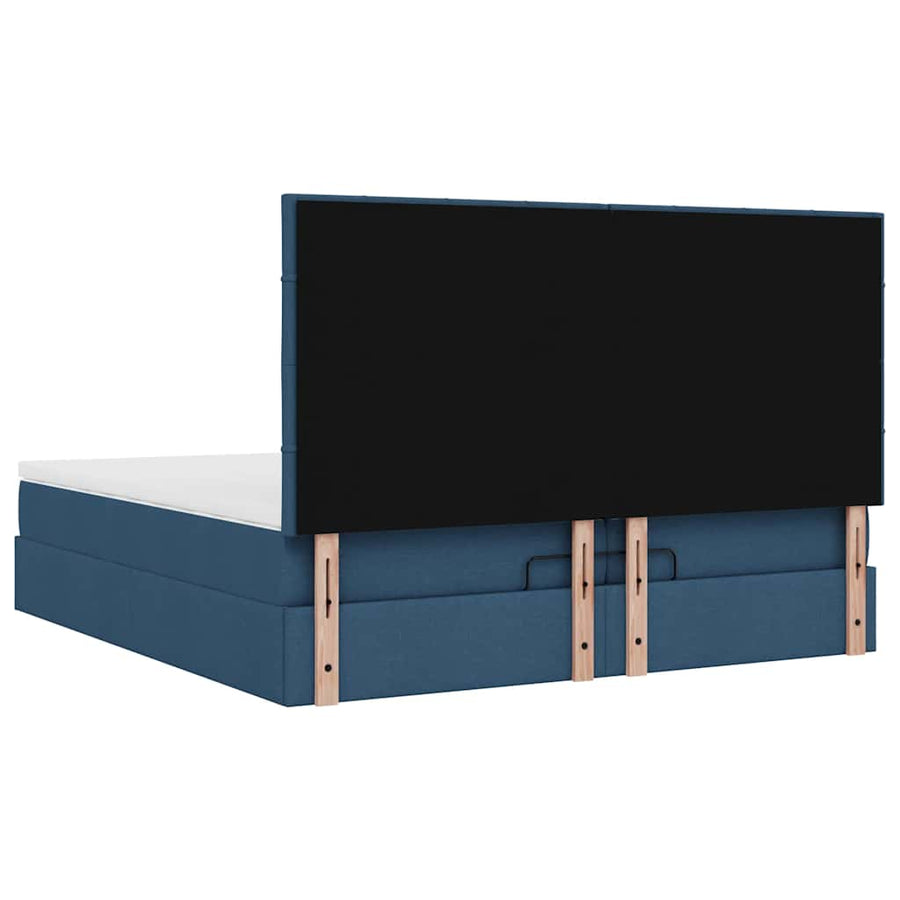 Ottoman bed met matrassen en LED's 200x200cm stof blauw