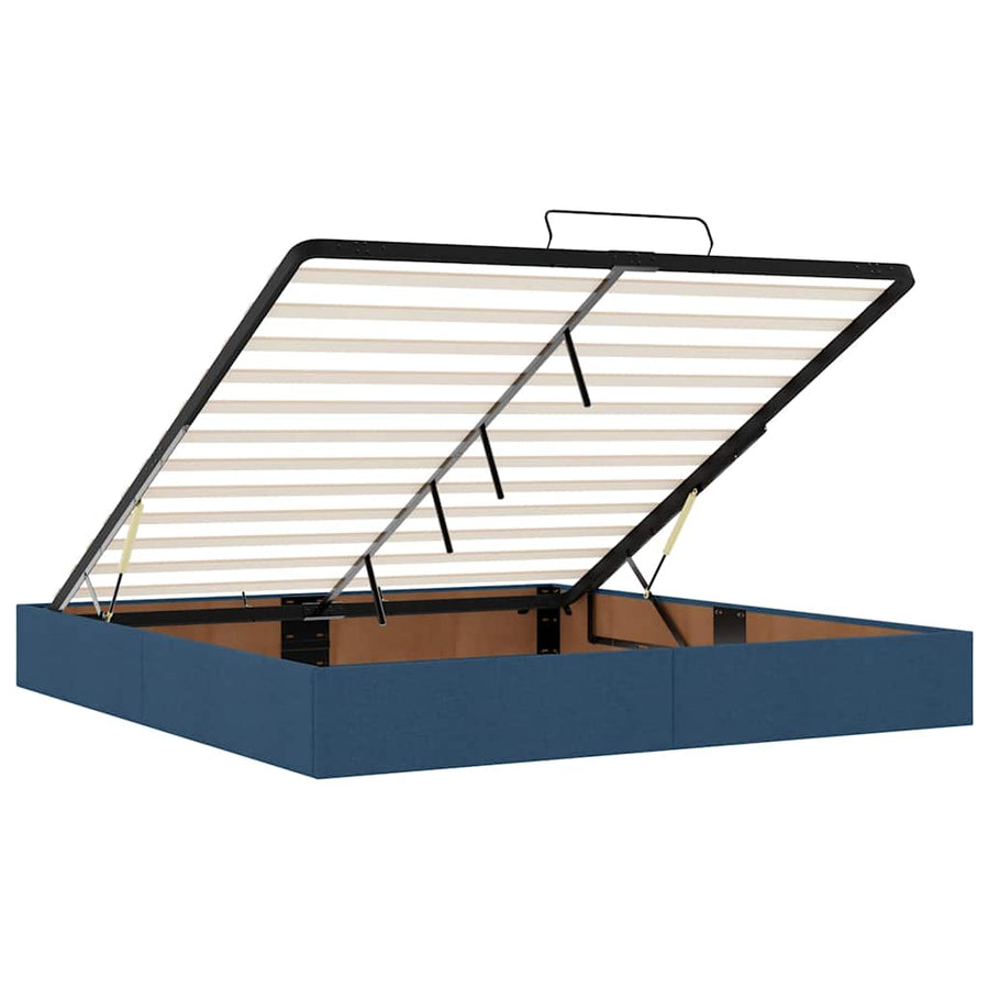 Ottoman bed met matrassen en LED's 200x200cm stof blauw