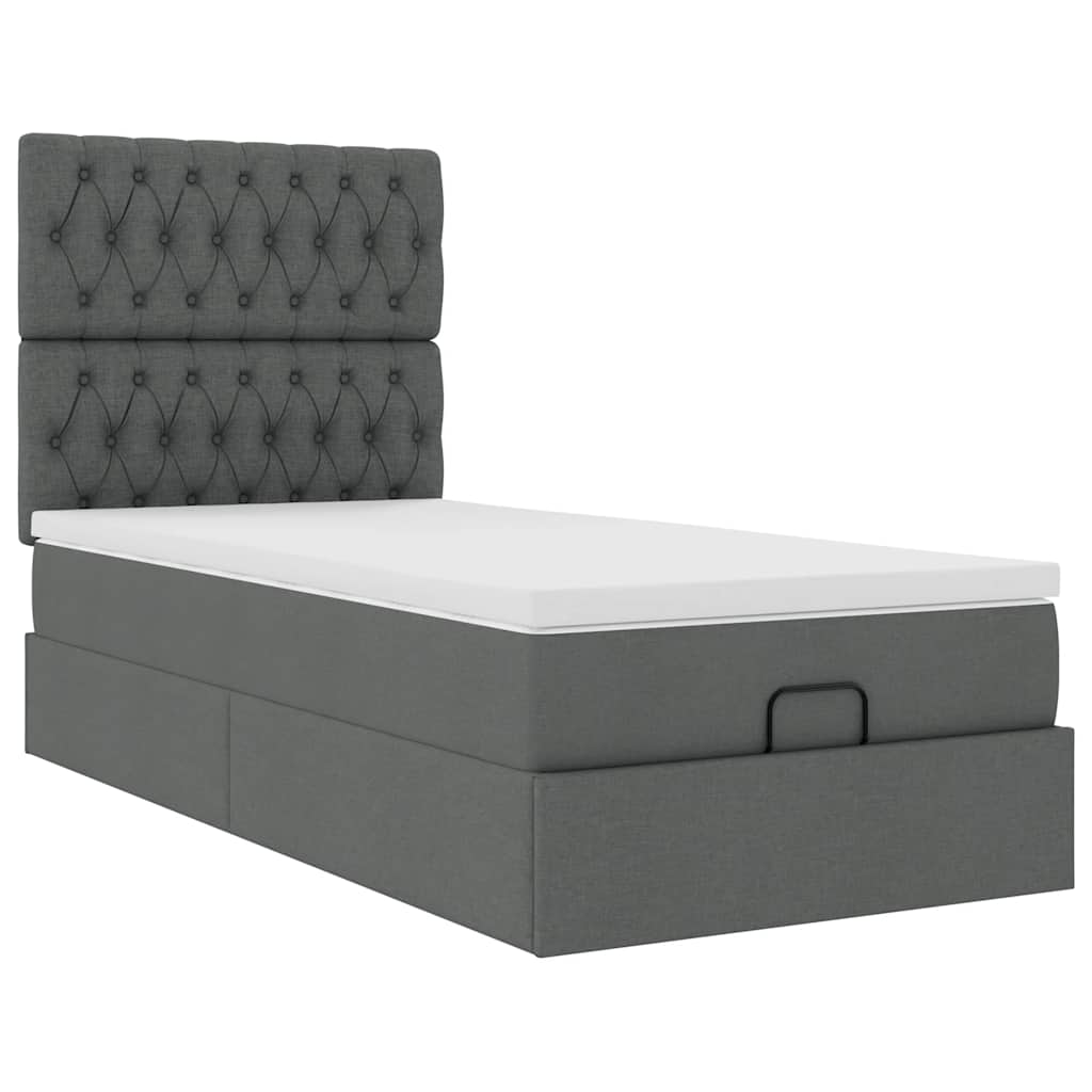 Ottoman bed met matras en LED's 80x200cm stof donkergrijs