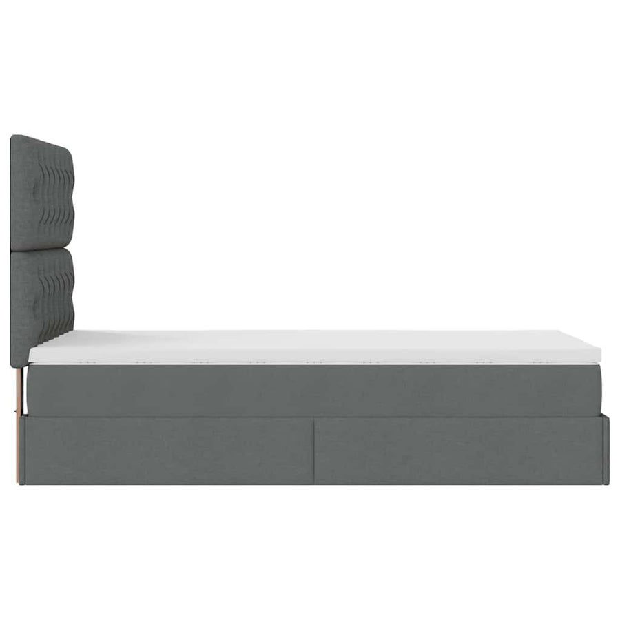 Ottoman bed met matras en LED's 80x200cm stof donkergrijs