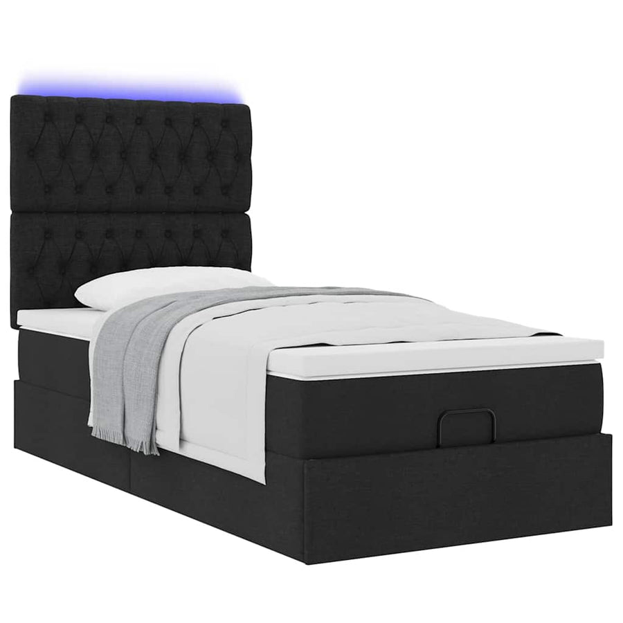 Ottoman bed met matras en LED's 80x200cm stof zwart