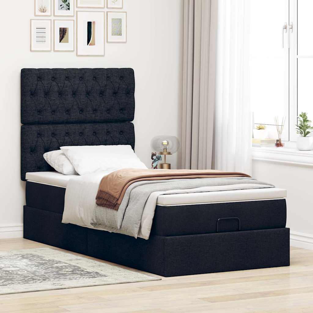Ottoman bed met matras en LED's 80x200cm stof zwart
