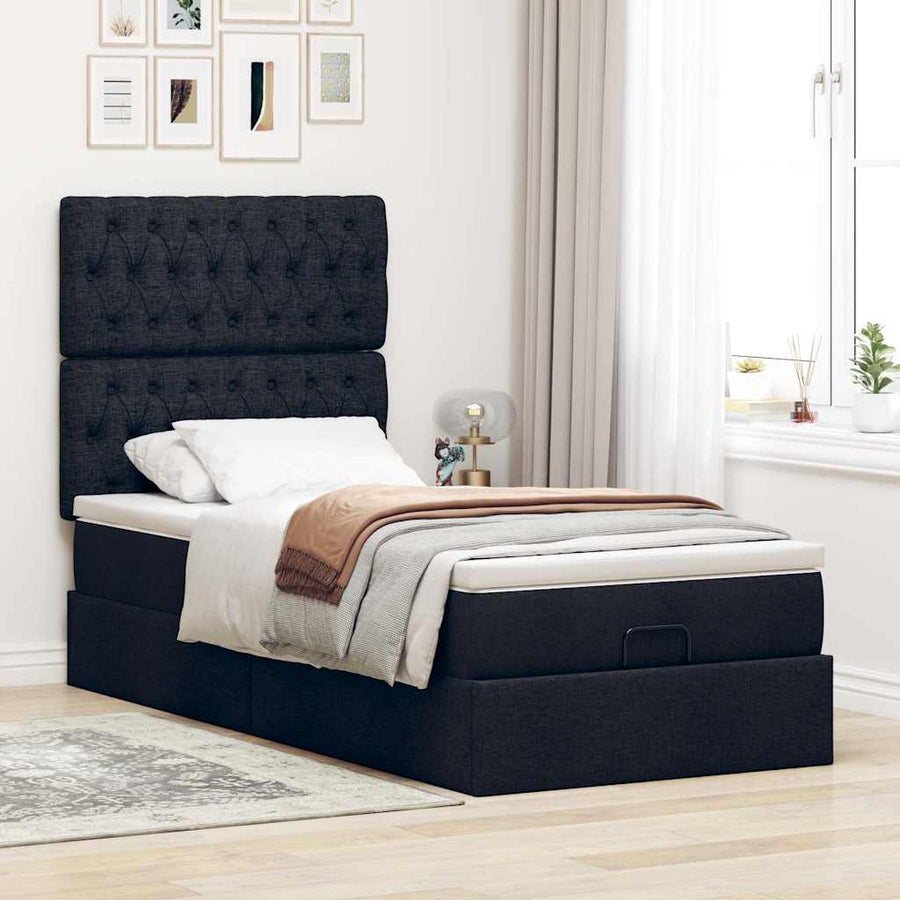 Ottoman bed met matras en LED's 80x200cm stof zwart
