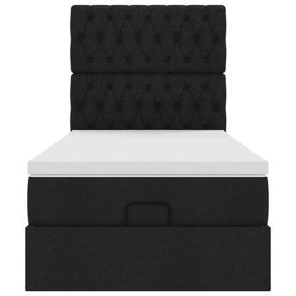 Ottoman bed met matras en LED's 80x200cm stof zwart