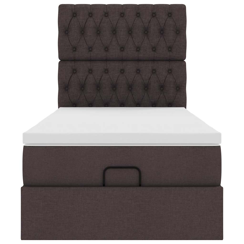 Ottoman bed met matras en LED's 80x200cm stof donkerbruin