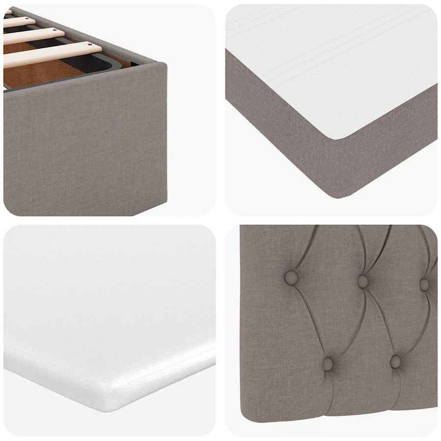 Ottoman bed met matras en LED's 80x200cm stof taupe