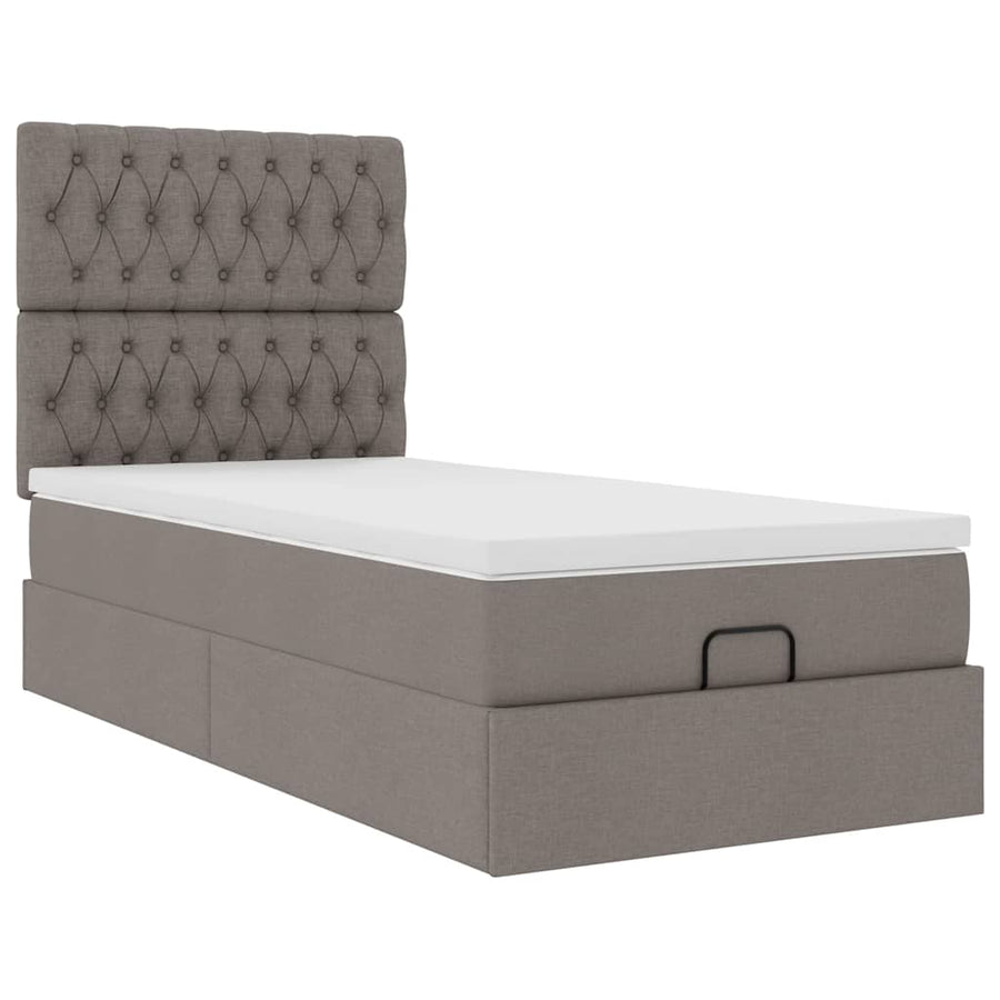Ottoman bed met matras en LED's 80x200cm stof taupe
