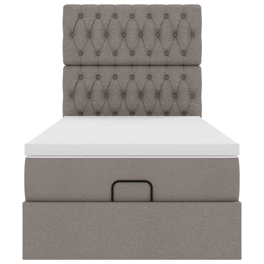Ottoman bed met matras en LED's 80x200cm stof taupe