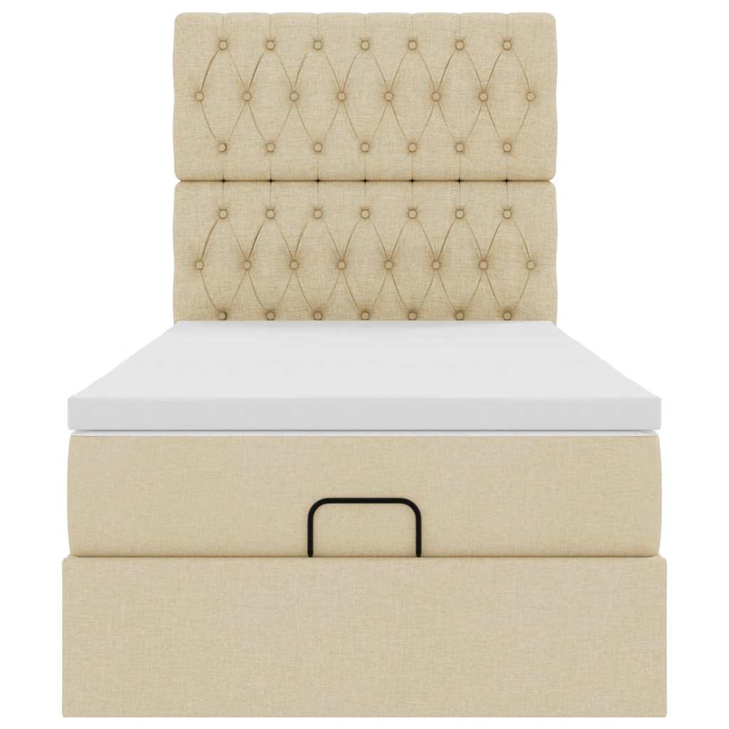 Ottoman bed met matras en LED's 80x200cm stof crèmekleurig