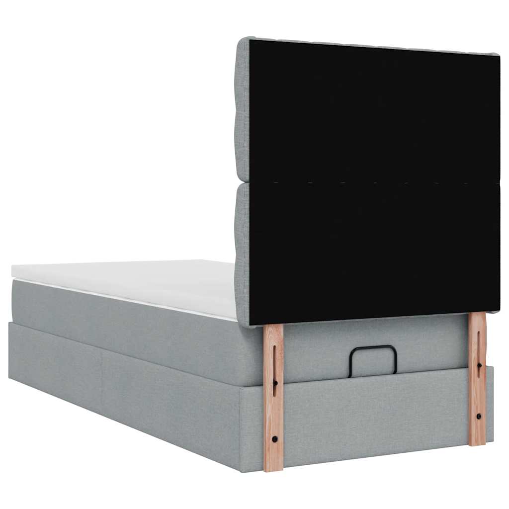 Ottoman bed met matras en LED's 90x190cm stof lichtgrijs