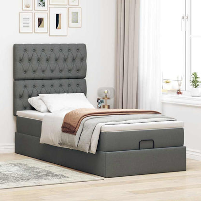 Ottoman bed met matras en LED's 90x190cm stof donkergrijs