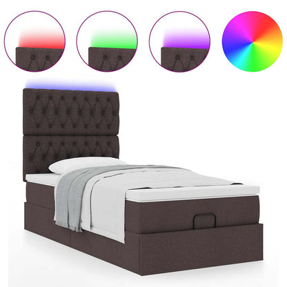Ottoman bed met matras en LED's 90x190cm stof donkerbruin