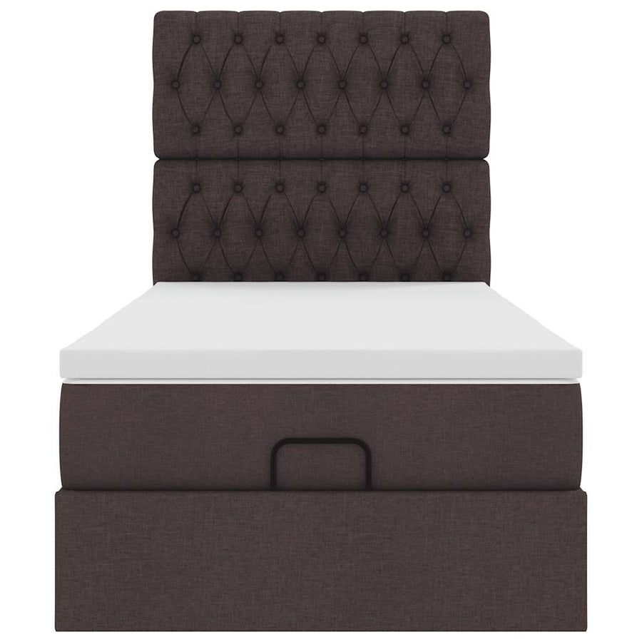 Ottoman bed met matras en LED's 90x190cm stof donkerbruin
