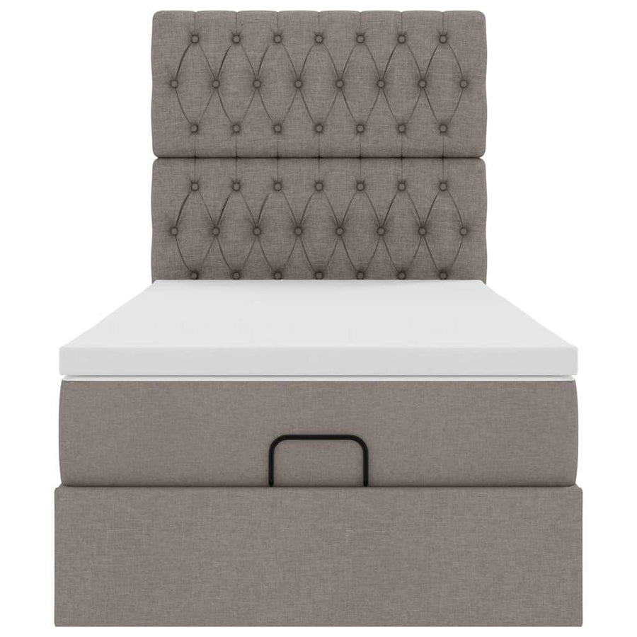 Ottoman bed met matras en LED's 90x190cm stof taupe