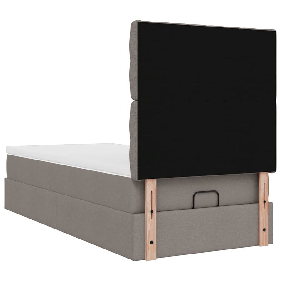 Ottoman bed met matras en LED's 90x190cm stof taupe
