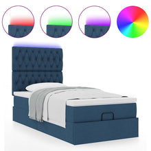 Ottoman bed met matras en LED's 90x190cm stof blauw