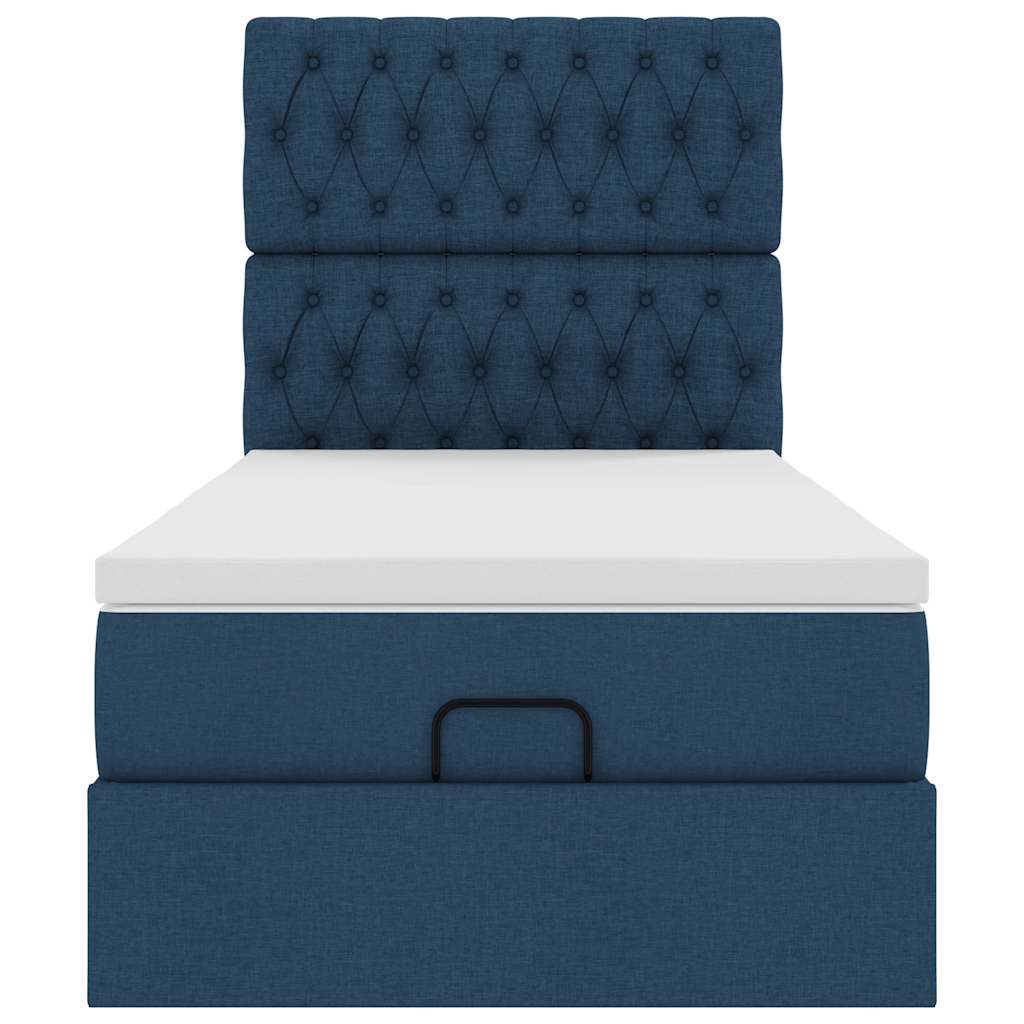 Ottoman bed met matras en LED's 90x190cm stof blauw