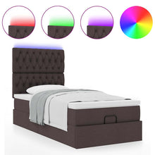Ottoman bed met matras en LED's 90x200cm stof donkerbruin