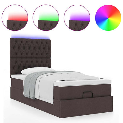 Ottoman bed met matras en LED's 90x200cm stof donkerbruin