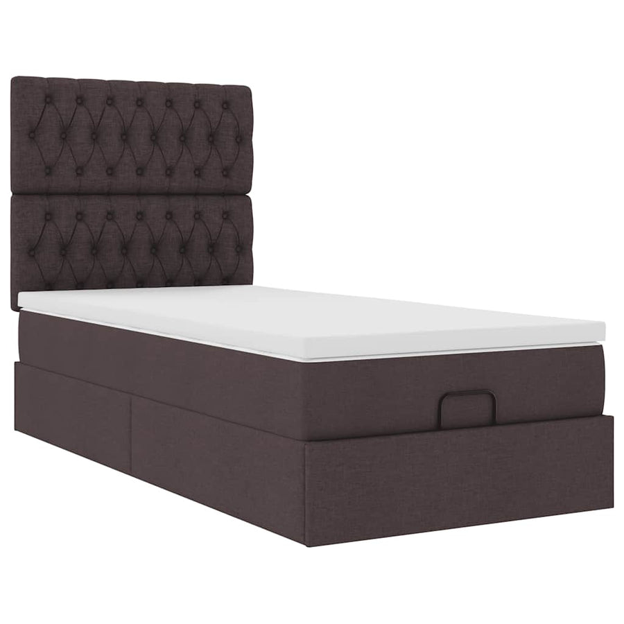 Ottoman bed met matras en LED's 90x200cm stof donkerbruin
