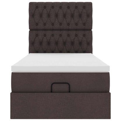 Ottoman bed met matras en LED's 90x200cm stof donkerbruin
