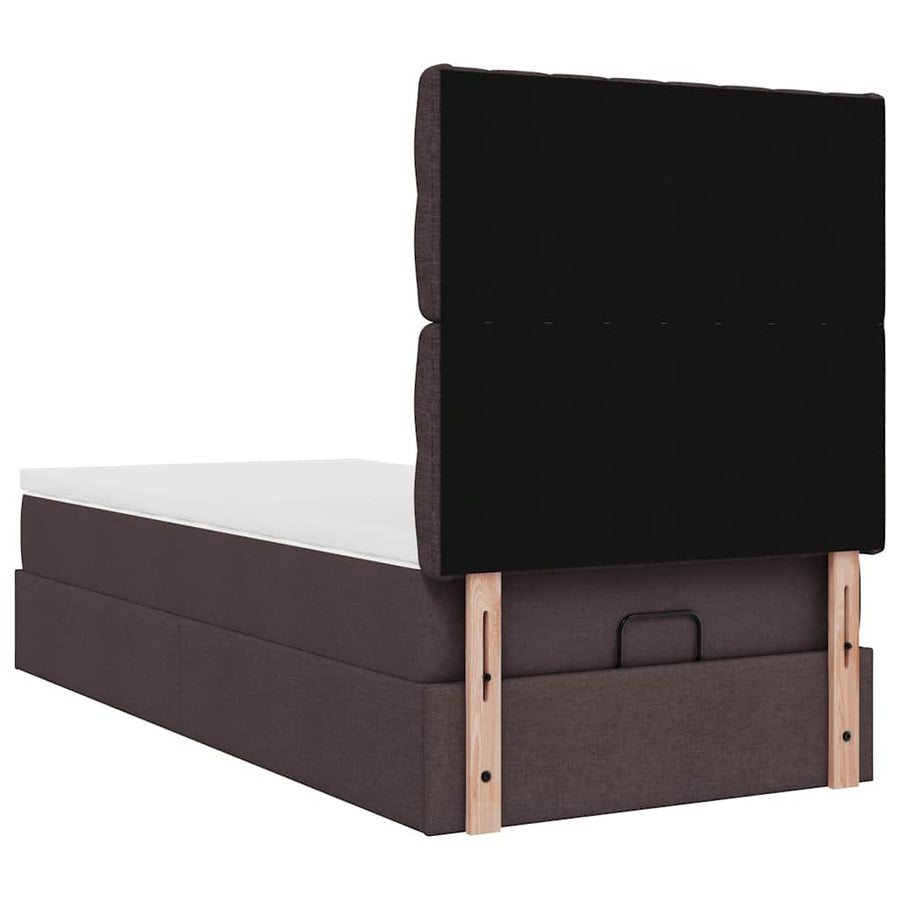 Ottoman bed met matras en LED's 90x200cm stof donkerbruin