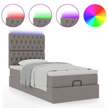 Ottoman bed met matras en LED's 90x200cm stof taupe