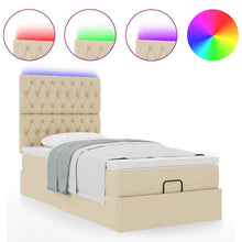 Ottoman bed met matras en LED's 90x200cm stof crèmekleurig