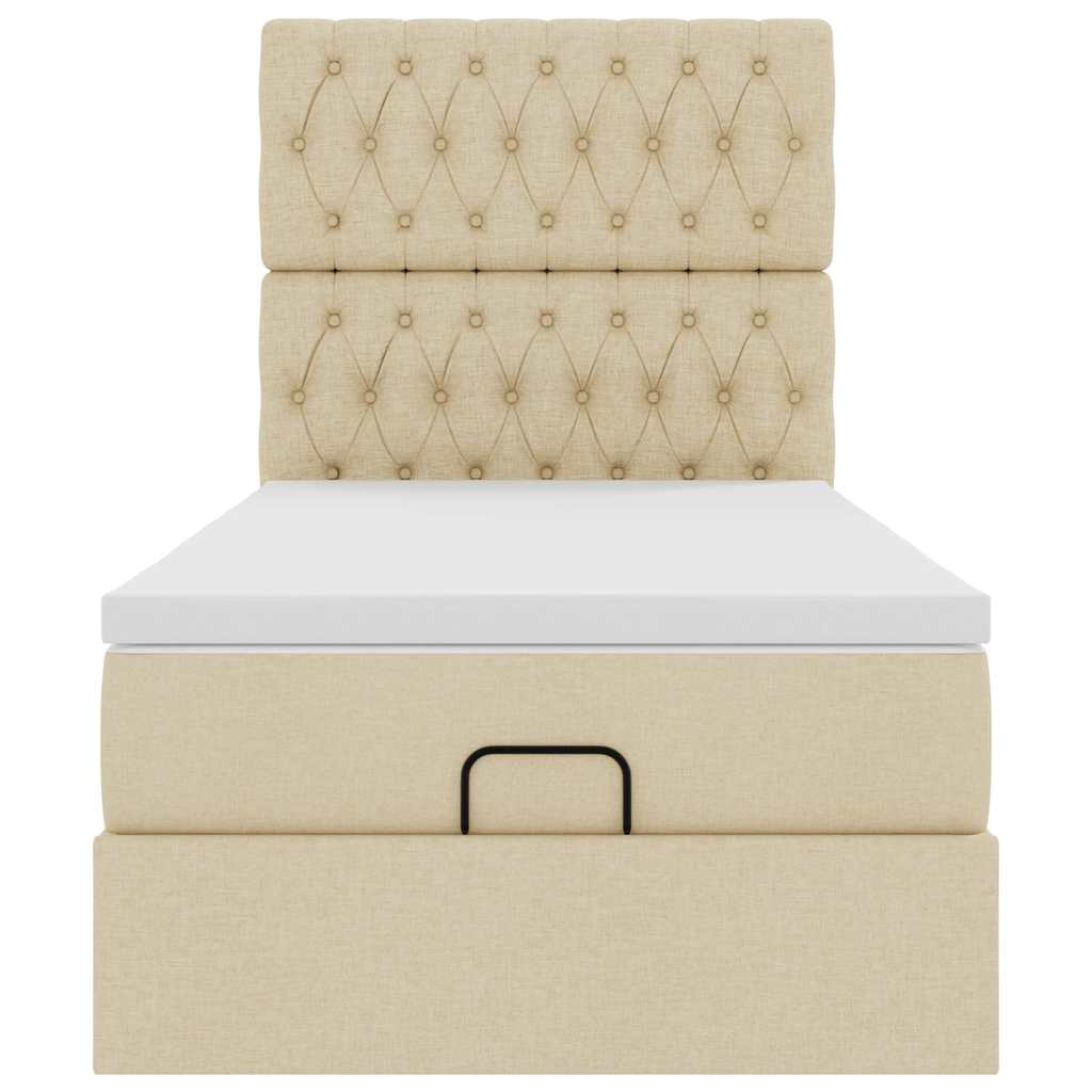 Ottoman bed met matras en LED's 90x200cm stof crèmekleurig