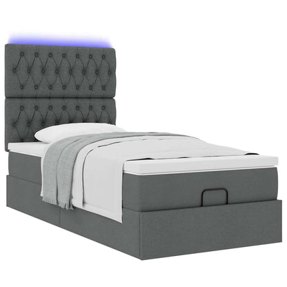 Ottoman bed met matras en LED's 100x200cm stof donkergrijs