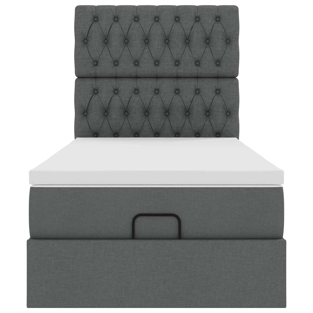 Ottoman bed met matras en LED's 100x200cm stof donkergrijs