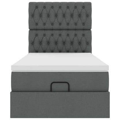 Ottoman bed met matras en LED's 100x200cm stof donkergrijs