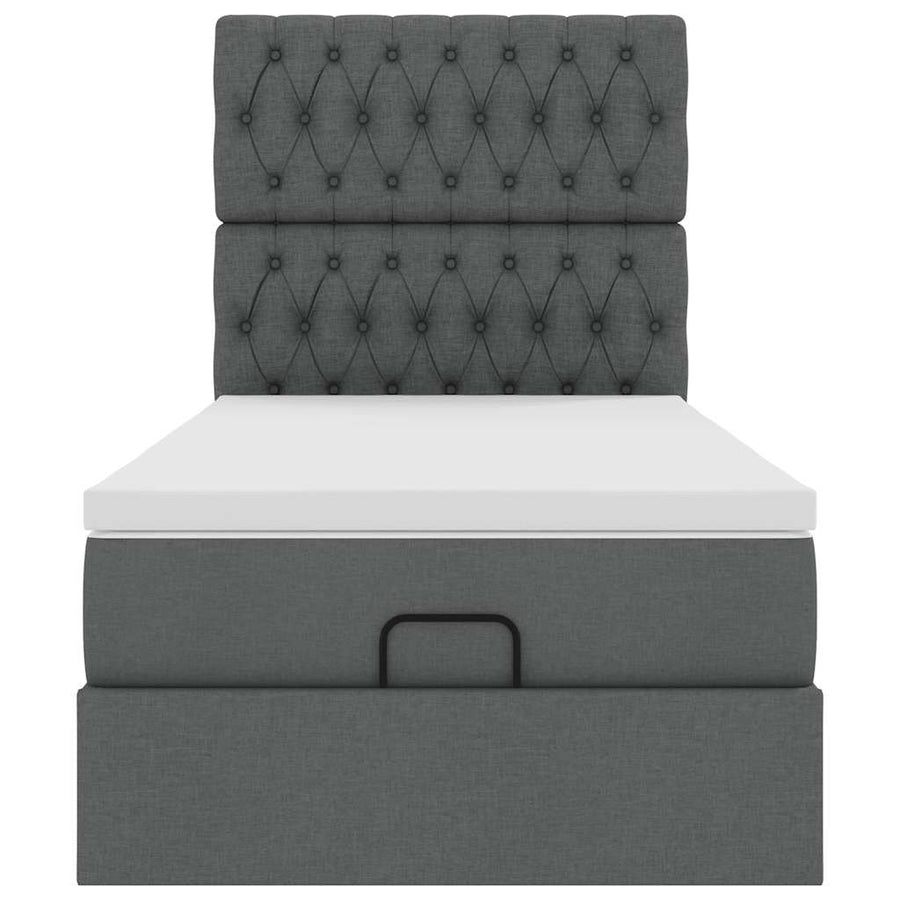Ottoman bed met matras en LED's 100x200cm stof donkergrijs