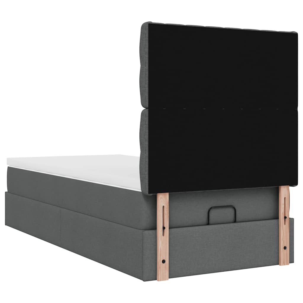 Ottoman bed met matras en LED's 100x200cm stof donkergrijs