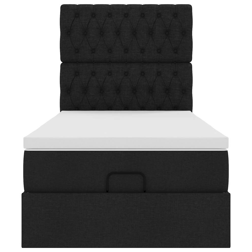 Ottoman bed met matras en LED's 100x200cm stof zwart
