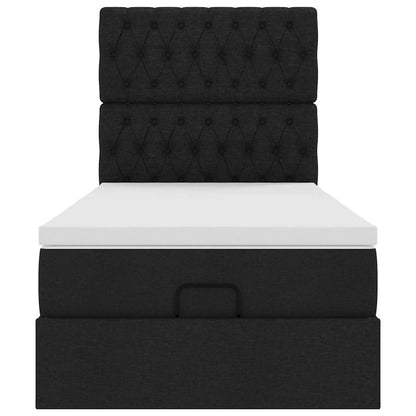 Ottoman bed met matras en LED's 100x200cm stof zwart