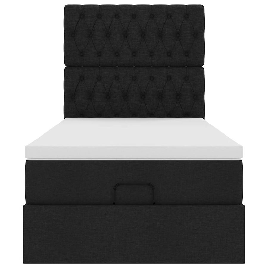 Ottoman bed met matras en LED's 100x200cm stof zwart