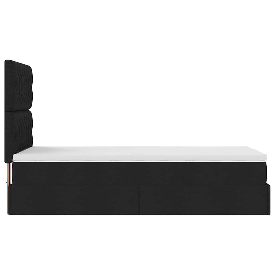 Ottoman bed met matras en LED's 100x200cm stof zwart