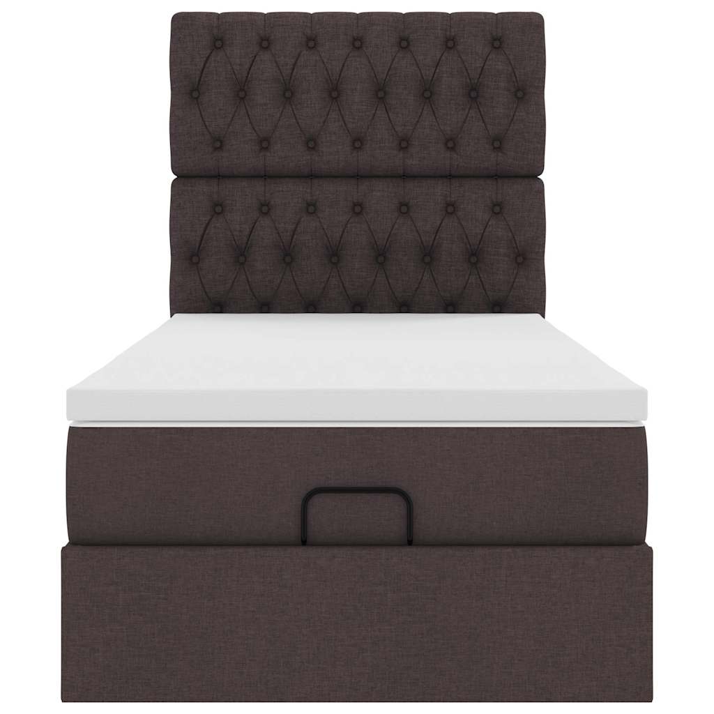 Ottoman bed met matras en LED's 100x200cm stof donkerbruin