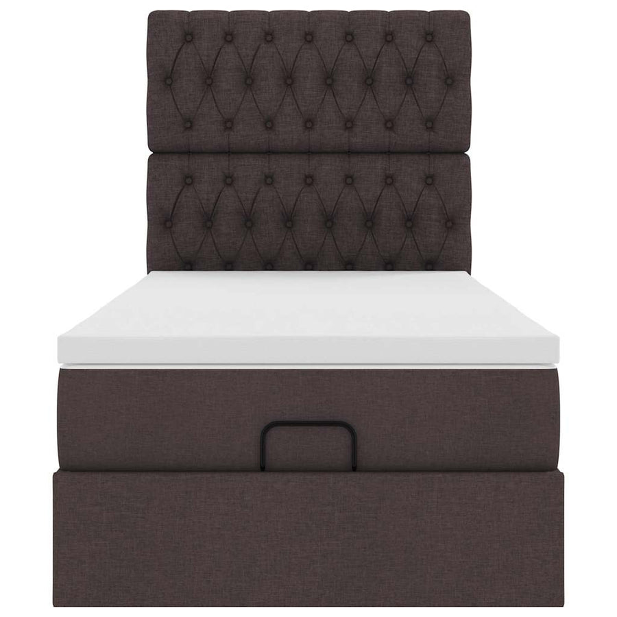 Ottoman bed met matras en LED's 100x200cm stof donkerbruin