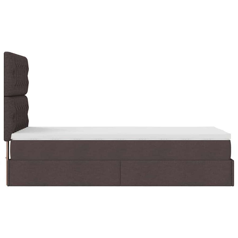 Ottoman bed met matras en LED's 100x200cm stof donkerbruin