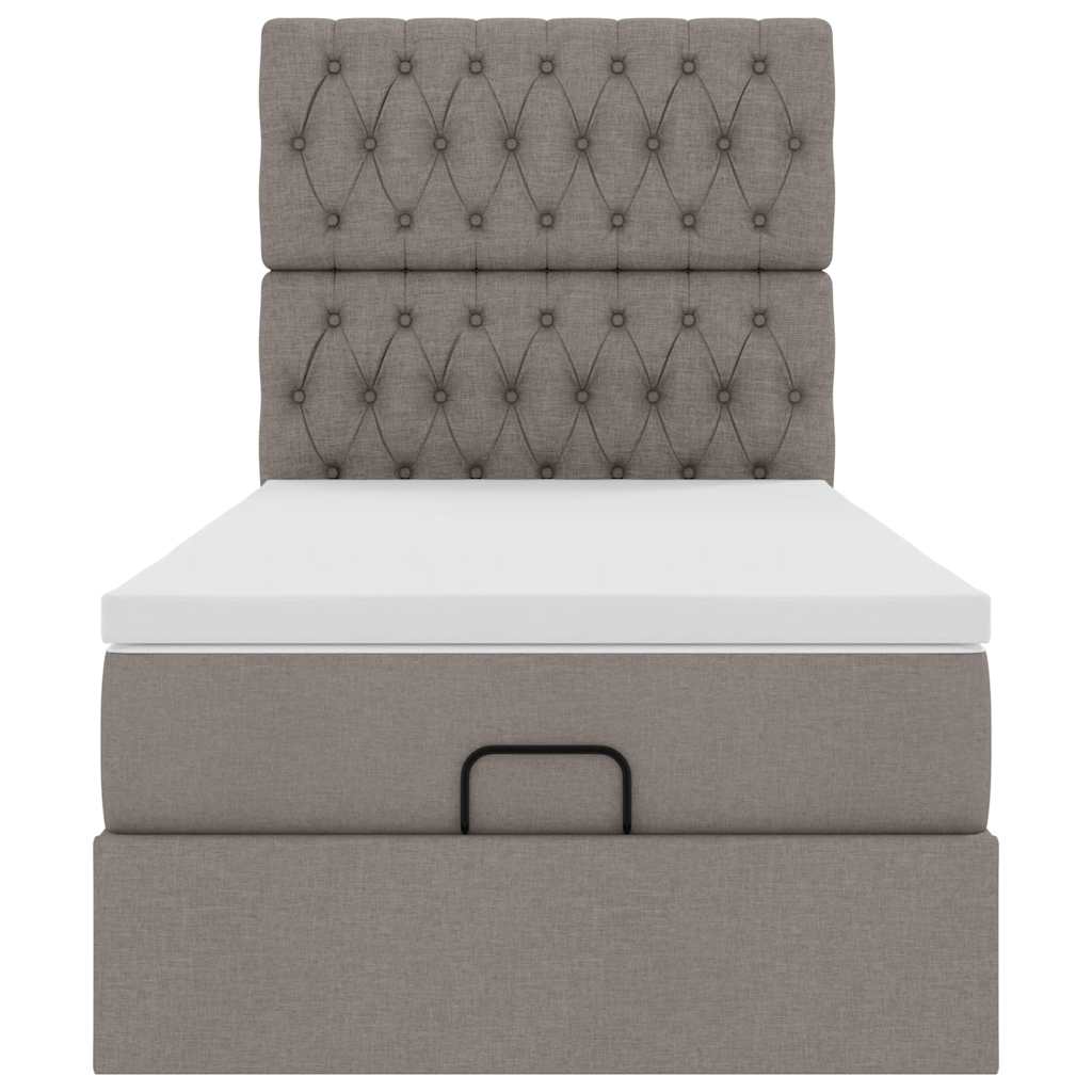 Ottoman bed met matras en LED's 100x200cm stof taupe