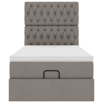 Ottoman bed met matras en LED's 100x200cm stof taupe