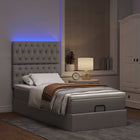 Ottomaans bed 100x200cm stof taupe met matras en LED